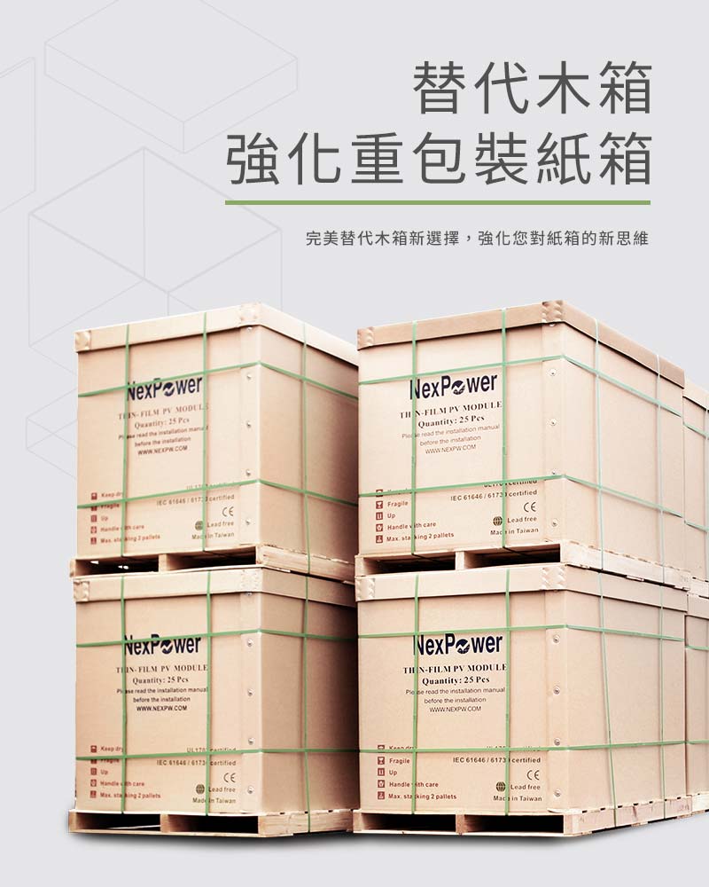 替代木箱，強化重包裝紙